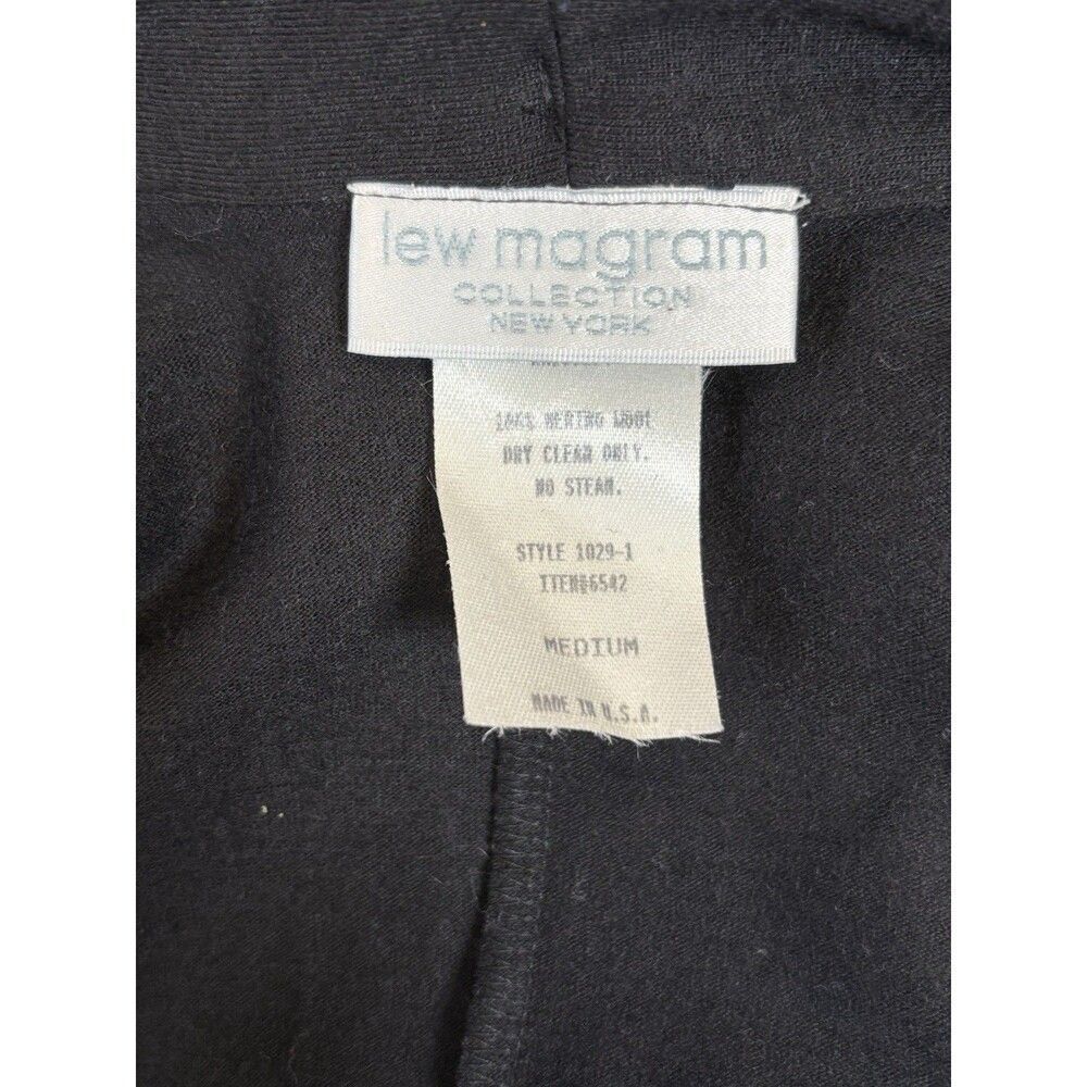 Vintage Lew Magram Merino Wool Cardigan Medium Black Duster Long Knit Sweater - Picture 5 of 5